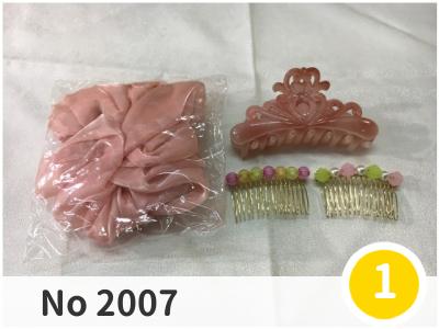 にこっと No 2007 | ピンクレースのシュシュ クリアユニバンスクリップ 可愛いコーム 雑貨 髪飾り | 
